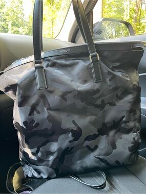 Michael Kors Black Camouflage Nylon Shoulder Tote NWOT
